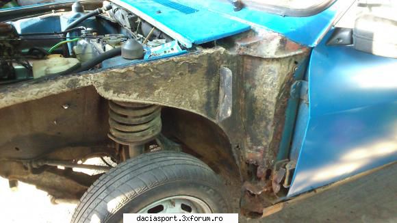 reconditionare Sport - stalp varza cu petic peste rugina - Dacia Sport clasica